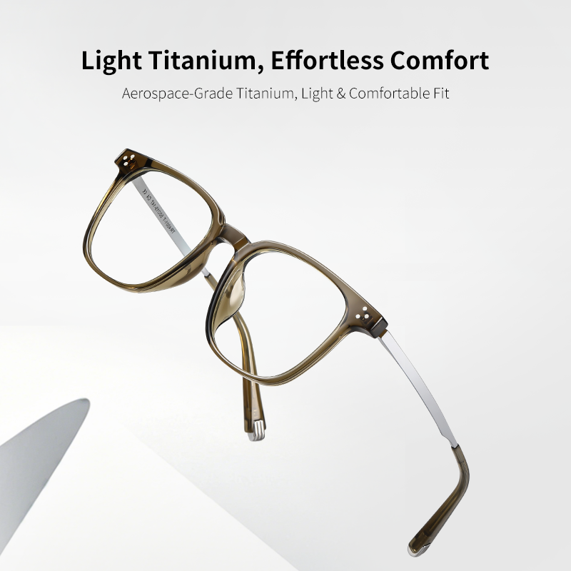 Eyeglass TR90 Frames Anti-Blue Full Rim Rectangle Design Beta Titanium Temples UV Protection Classical Style