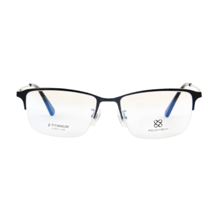 Business Half Frame Pure Titanium Glasses Fashionable Geometric Pattern Square Shape Classic Versatile Minimalist Unisex Adults