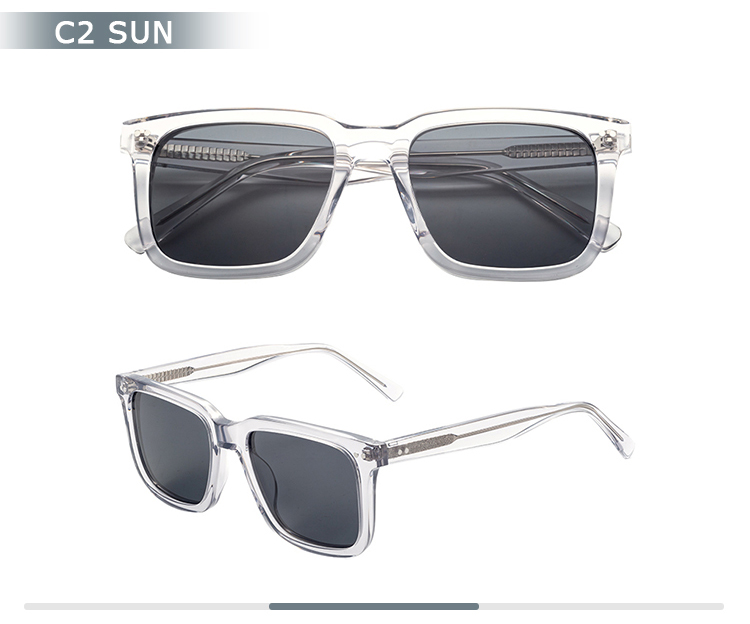 Ready Stock Polarized Light Weight Square Sunglasses Acetate Fiber Unisex Fashion Optical Frame With UV Protection