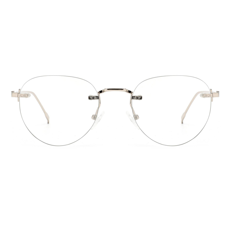 Model 25676 Aviation Rimless Optical Frames Metal Spectacles Frames for Men Women Prescription Frames Ready Stock Wholesale