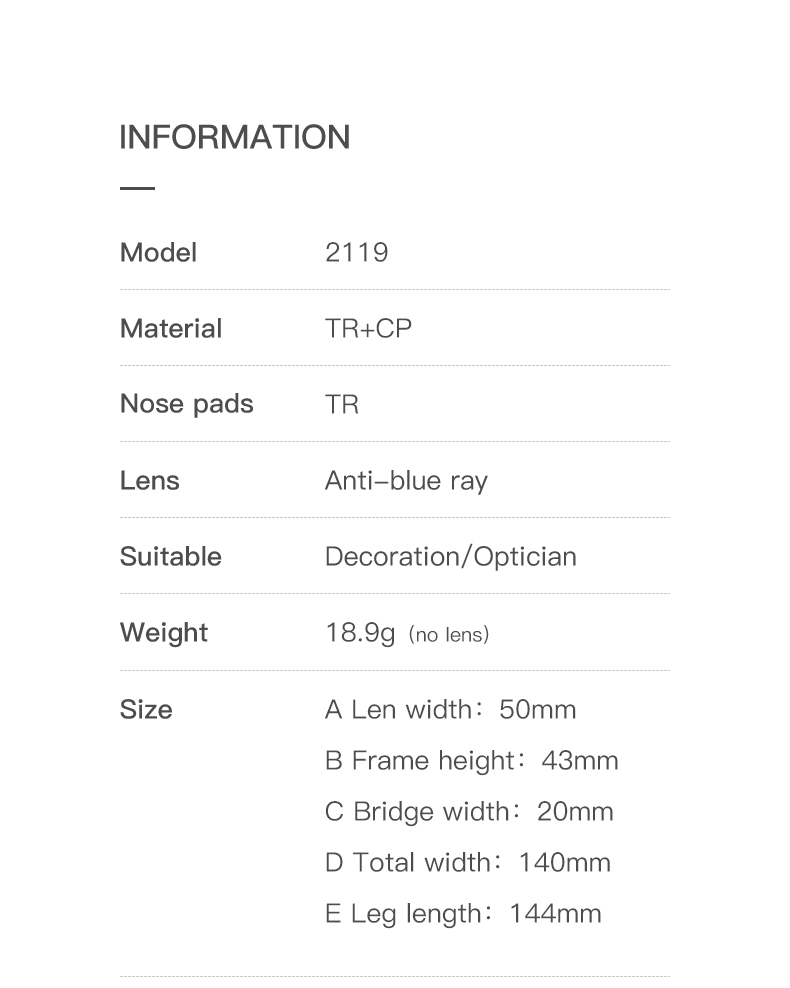 Eyewear Frame Detail View