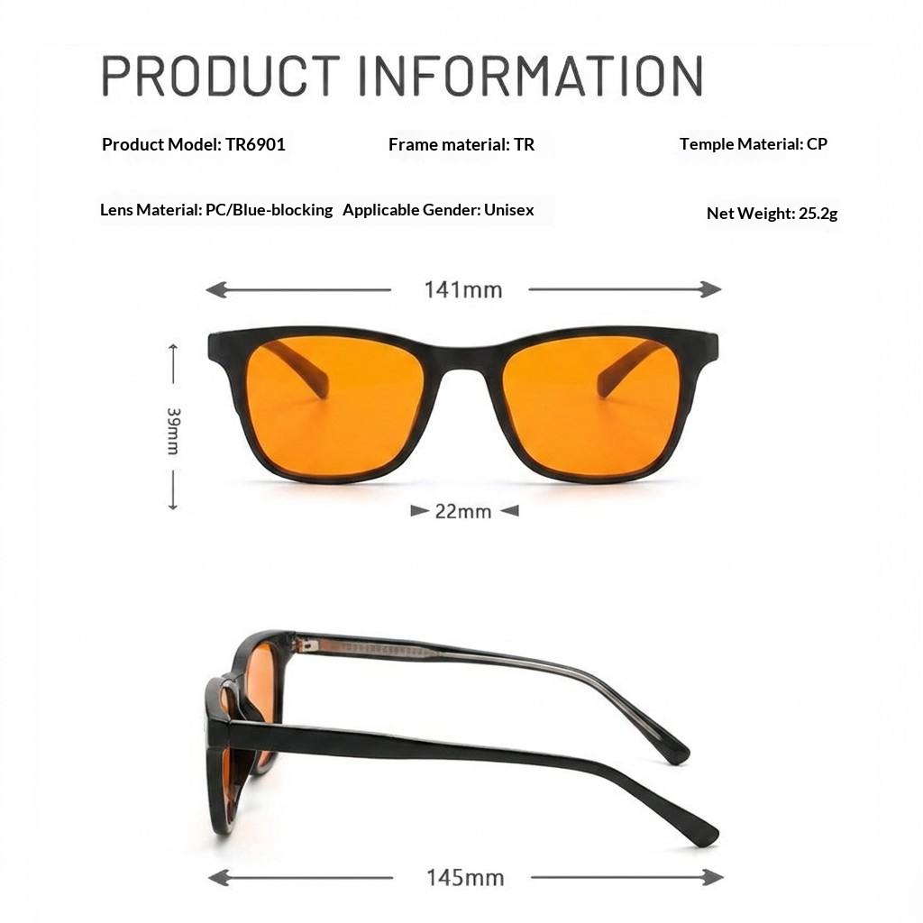 Sunray Custom Logo Wholesale Factory Direct Professional Classic Flexible Lightweight Full-Rim Frame TR90 Anti Blue Light