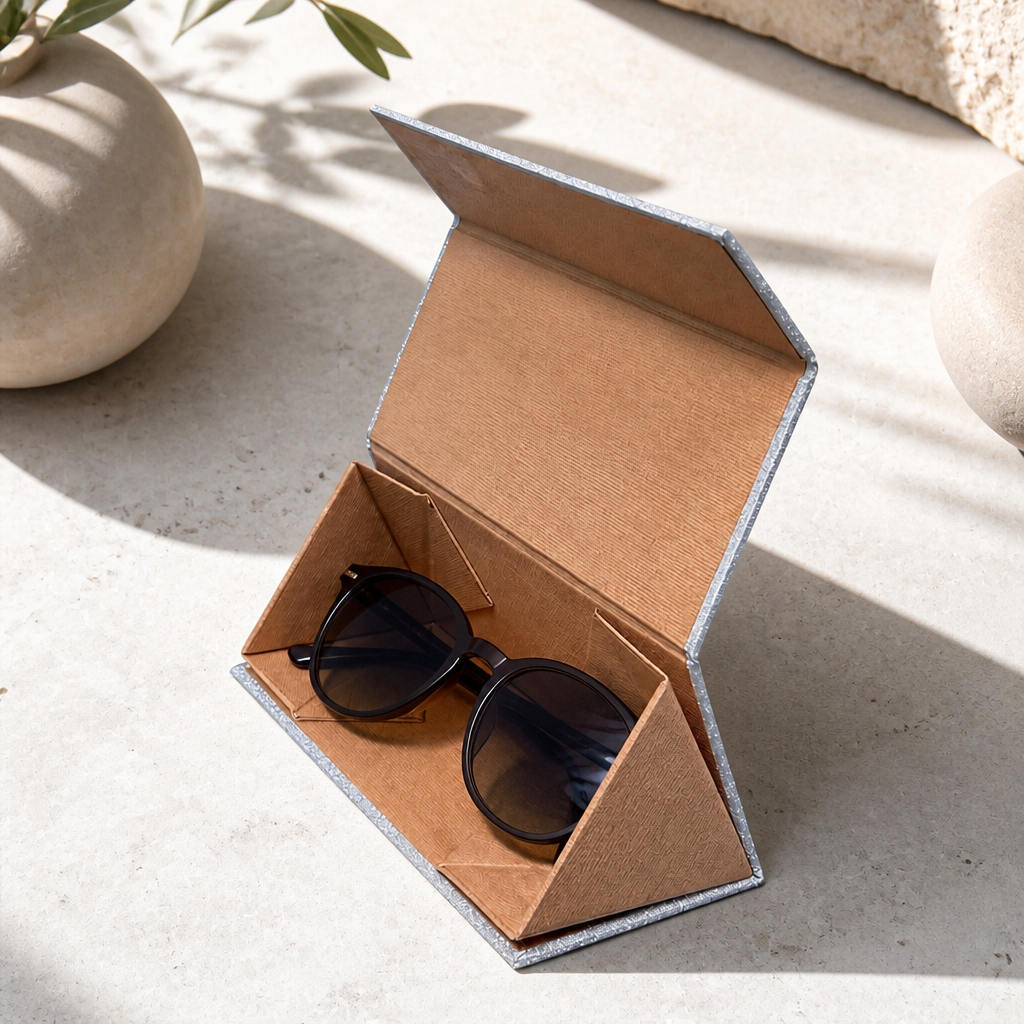 Custom Triangular Folding Eyeglasses Box Hard Cardboard One Piece Sunglasses Packaging Box Glasses Frame Case OEM ODM