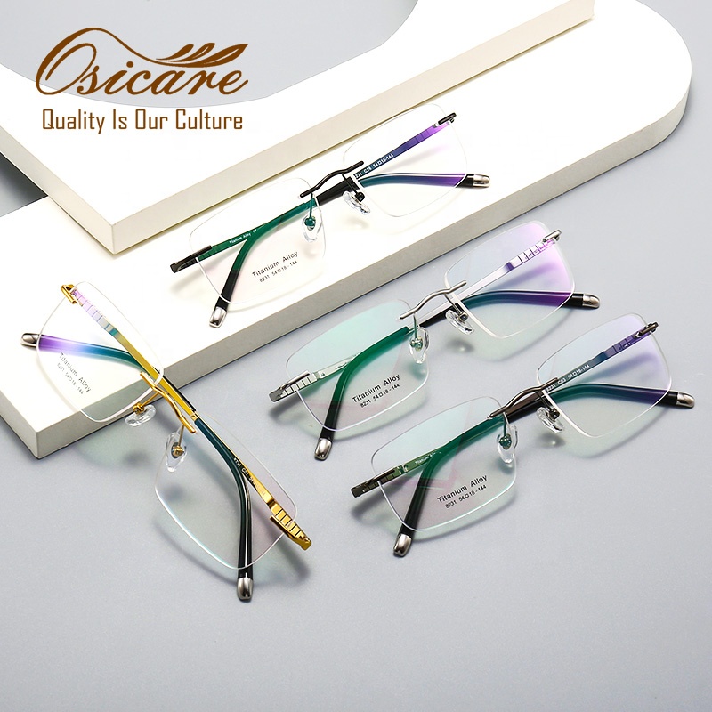 High Quality Good Medical Spectacles Male Luxury Eye Glasses Eyewear Titanium Rimless Eyeglasses Optical Frame for Men Wholesale