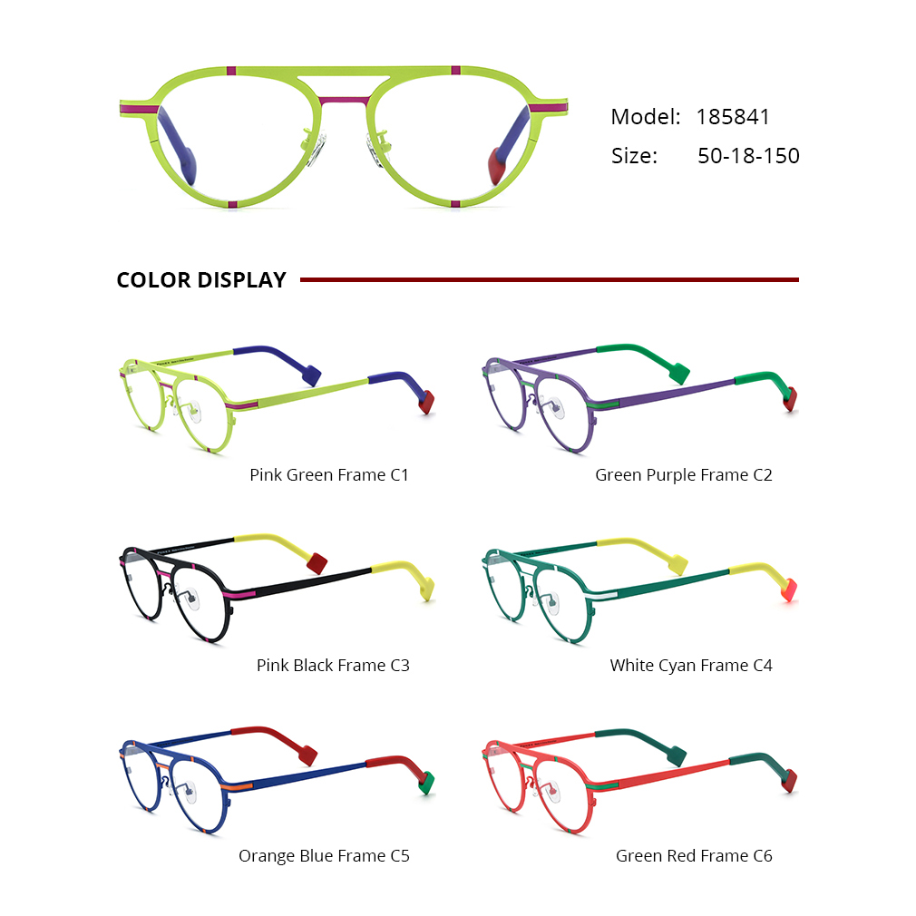 Borregls Colorful Titanium Glasses Frame Women Classic Pilot Eyeglasses Men High Quality Retro Spectacle Optical Eyewear 185841