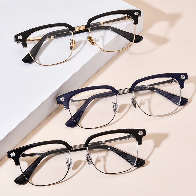 Borregls Acetate Glasses Women 2026 New Brand Design Square Chrome Eyeglass Frame Men Spectacles Optical Eyewear CH 19396