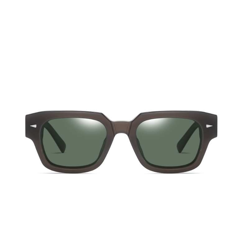 New Fashion Acetate Sunglasses Transparent Square Beveled Customizable Logo on Lens Black White Frames Premium Sunglasses