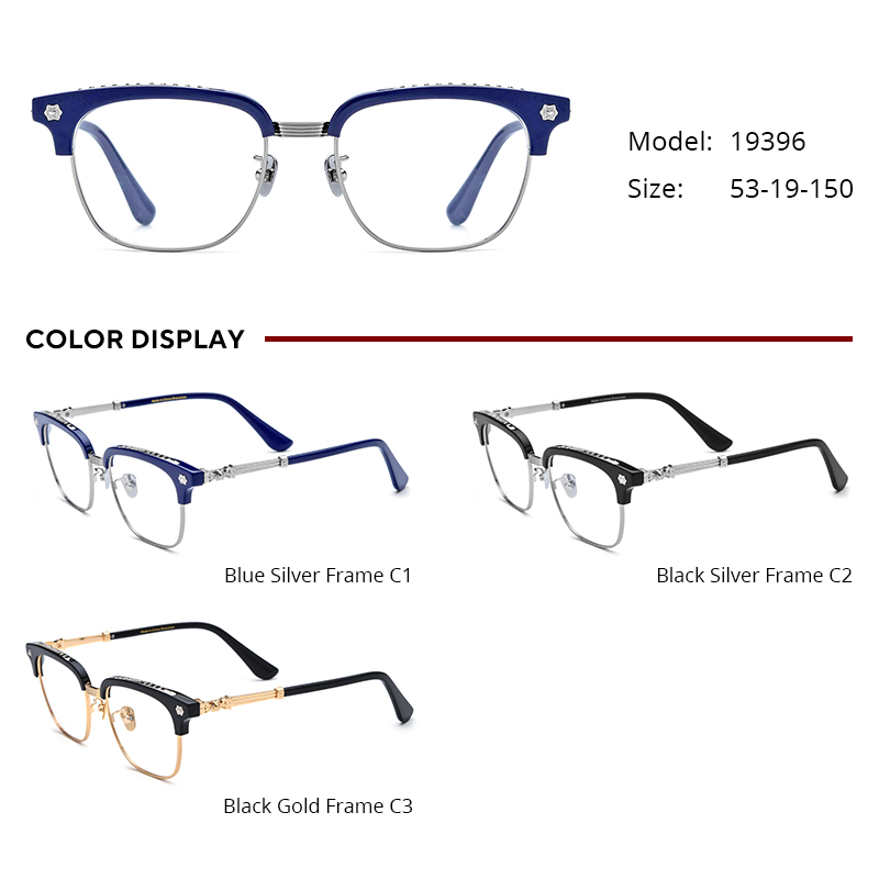 Borregls Acetate Glasses Women 2026 New Brand Design Square Chrome Eyeglass Frame Men Spectacles Optical Eyewear CH 19396