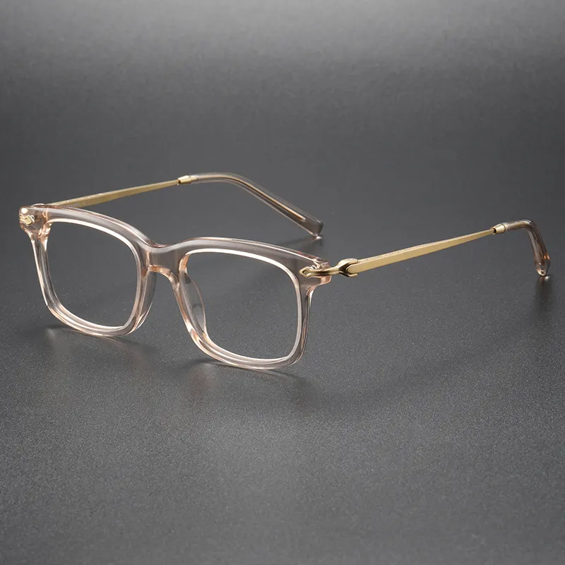 80852 Unisex Retro Business Rectangle Titanium Acetate Optical Eyewear Eyeglasses Transparent Spectacle Frame in Stock