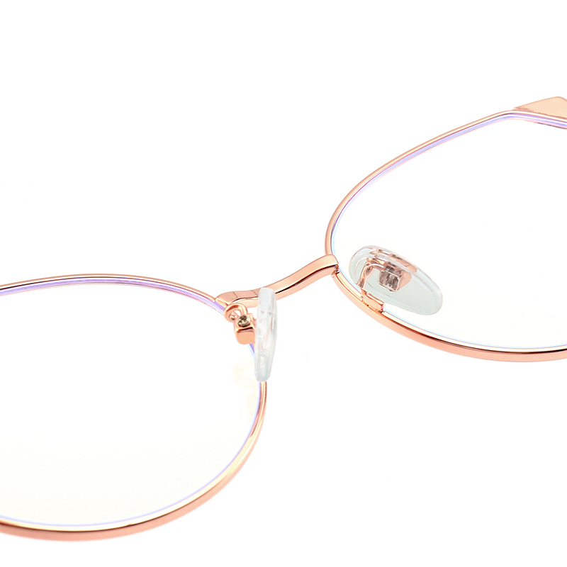 Classic Metal Blue Light Blocking Glasses Frames For Adults Unisex Full-Rim Cat-Eye Design Geometric Pattern Computer Eyeglasses