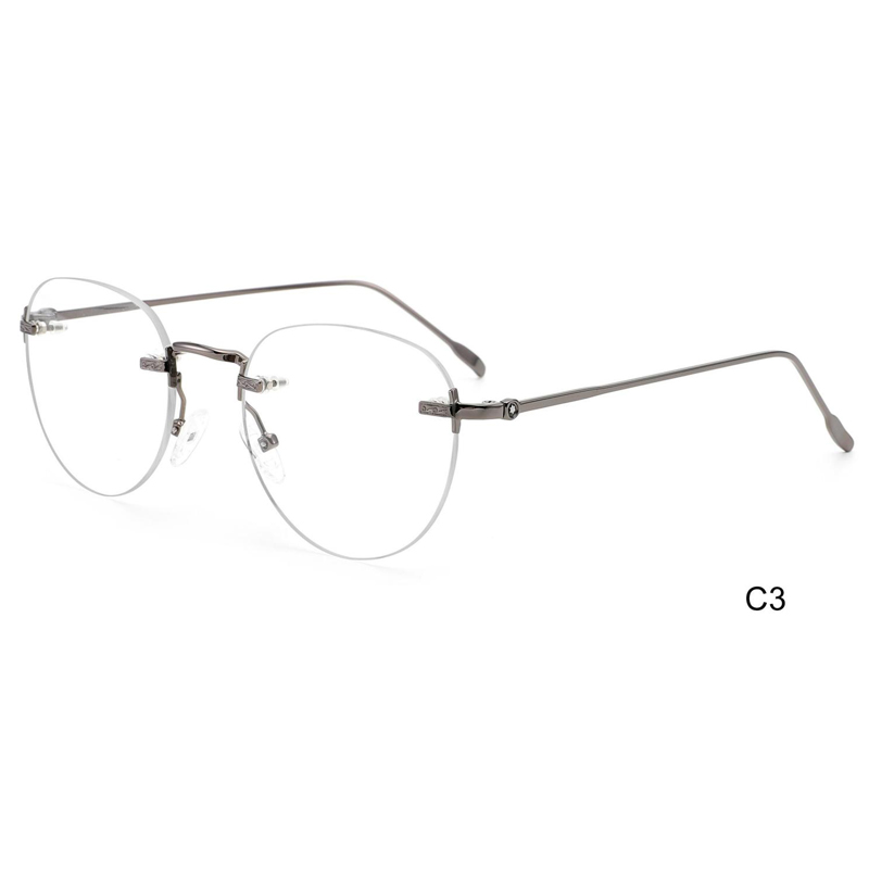 Model 25676 Aviation Rimless Optical Frames Metal Spectacles Frames for Men Women Prescription Frames Ready Stock Wholesale