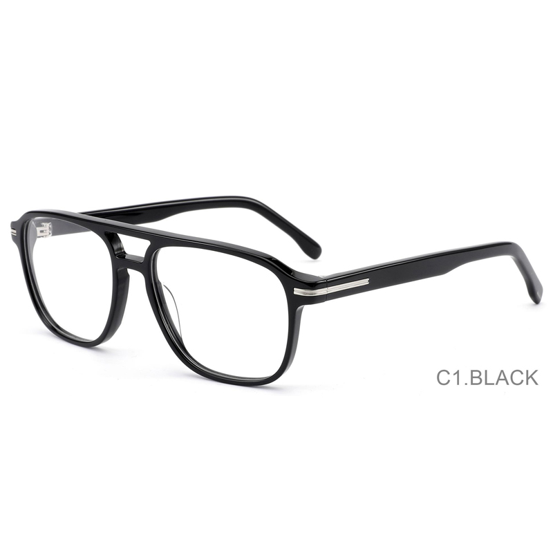 SP2002 Ready Stock Thick Acetate Aviator Frame with Metal Decoration Full Frame Optical Glasses for Men