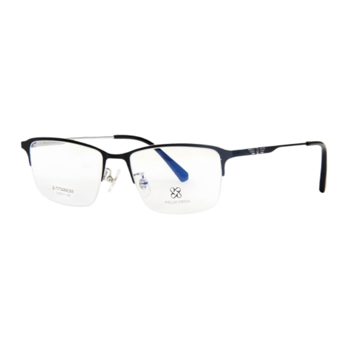 Business Half Frame Pure Titanium Glasses Fashionable Geometric Pattern Square Shape Classic Versatile Minimalist Unisex Adults