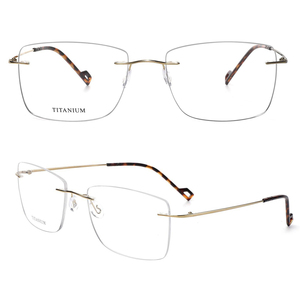 Titanium Rimless Eyeglass Frames for Men Fashionable Beta Print Design Lightweight Professional Optical Eyewear