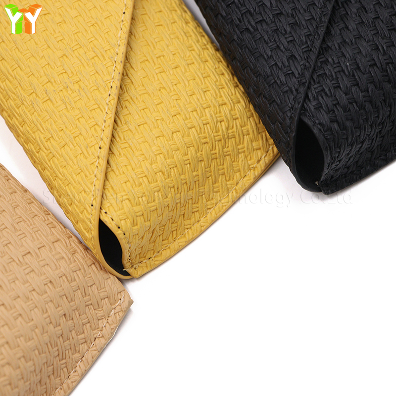 RR Sunglasses Case Fashion Soft PU Synthetic Leather Striped Pocket Hanging Hook Glasses Case Travel Portable Sunglasses Bag