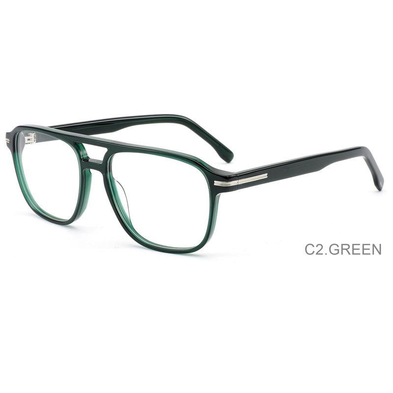 SP2002 Ready Stock Thick Acetate Aviator Frame with Metal Decoration Full Frame Optical Glasses for Men