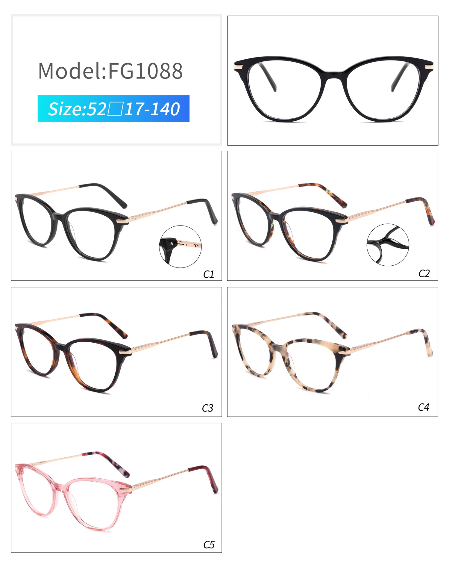 Acetate Prescription Eyeglasses Frames for Men and Women Wood Grain Optical Glasses Frame With Clear Lens
