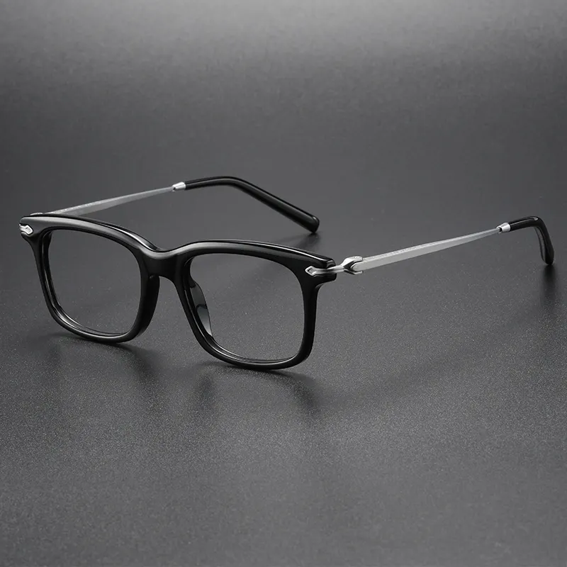 80852 Unisex Retro Business Rectangle Titanium Acetate Optical Eyewear Eyeglasses Transparent Spectacle Frame in Stock