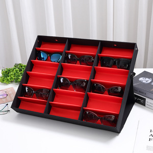 Fashion Custom 18-Slot Eyewear Box Eyeglass Display Cabinet Optical Frame Eyewear Travel Case