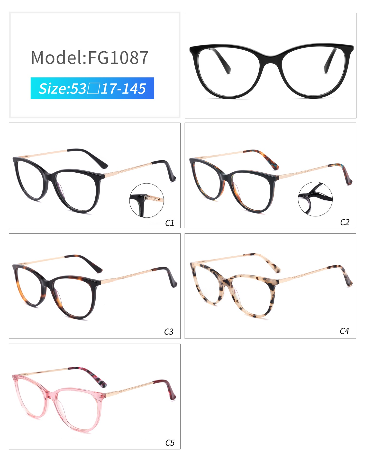Acetate Prescription Eyeglasses Frames for Men and Women Wood Grain Optical Glasses Frame With Clear Lens