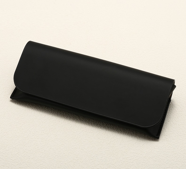 RTS New Arrival Handmade Fashionable Designs PU Semi-Hard Solid Leather Magnetic Rectangle Glasses Case 172x74x40mm Model 2