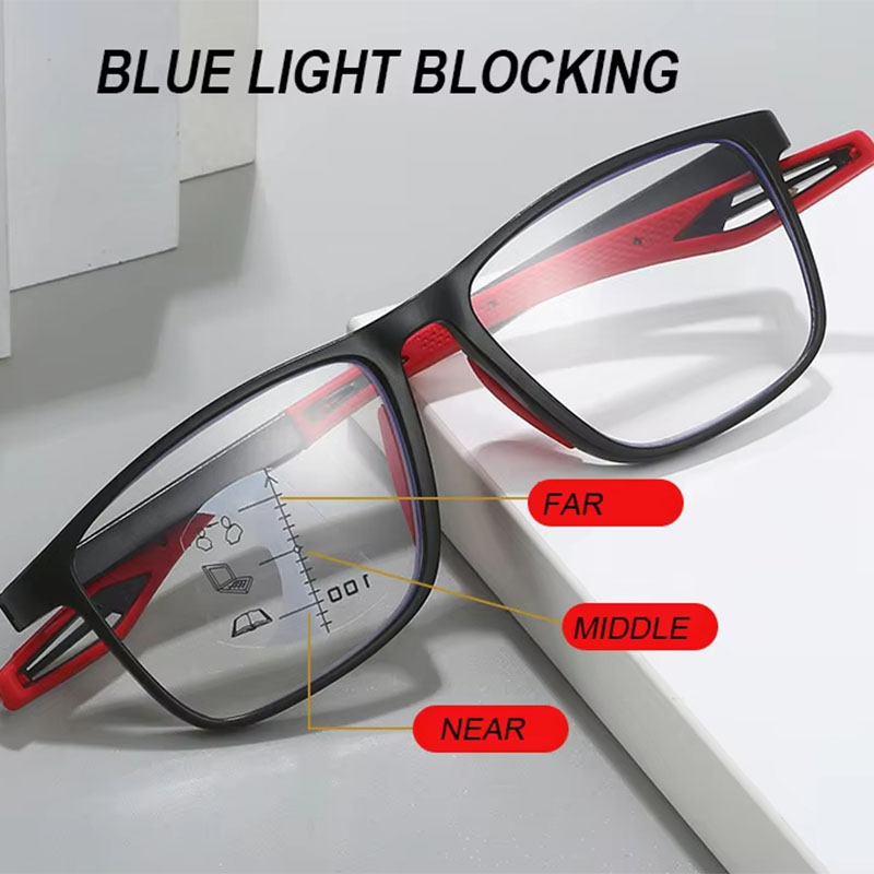 Progressive Photochromic Reading Glasses Anti Blue Light Wholesale OEM Custom TR Frame Men Women Spring Hinge CE Factory