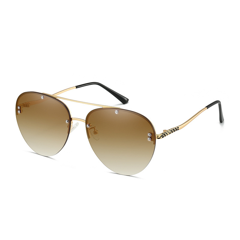 New UV400 Semi-rimless Double-bridge Sunglassessophisticated Unisex Design for Driving Sun protection Stylish Metal Frames