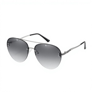 New UV400 Semi-rimless Double-bridge Metal Driving Sunglasses