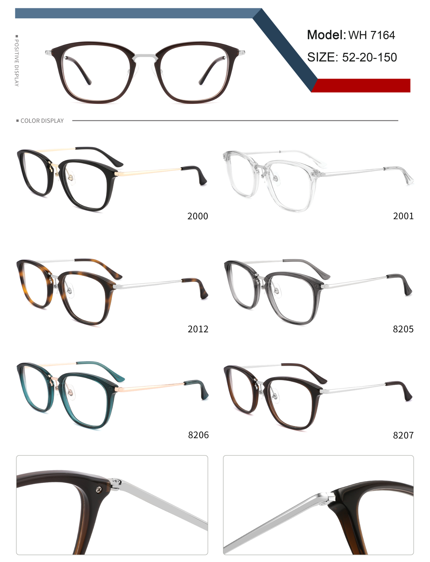 Metal Acetate Combination Glasses Frame Unisex Eyeglasses Frame Spectacle Frame Custom Bulk Wholesale Orders Daily Wear