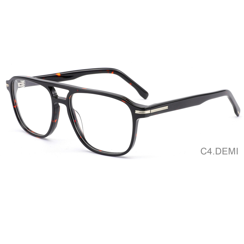 SP2002 Ready Stock Thick Acetate Aviator Frame with Metal Decoration Full Frame Optical Glasses for Men