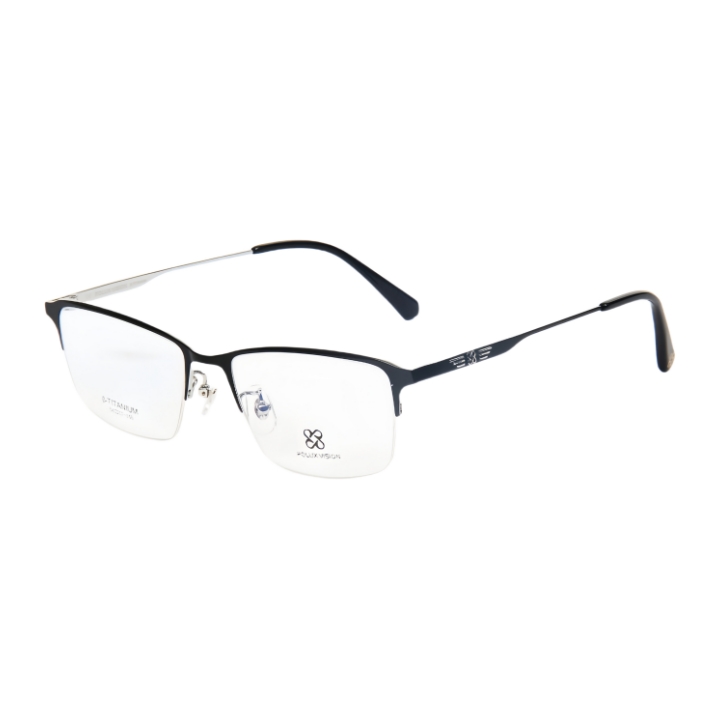 Business Half Frame Pure Titanium Glasses Fashionable Geometric Pattern Square Shape Classic Versatile Minimalist Unisex Adults