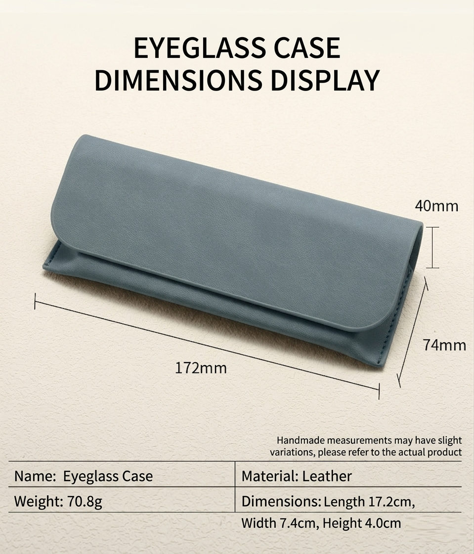 RTS New Arrival Handmade Fashionable Designs PU Semi-Hard Solid Leather Magnetic Rectangle Glasses Case 172x74x40mm Model 2