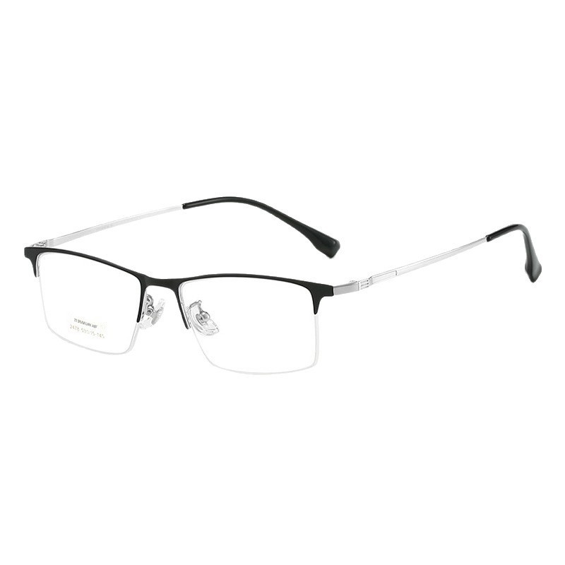 Ultra-light Beta Titanium Semi-rimless square Eyeglass Frame for Men Business Smart Optical Glasses Blue-light protection Summer