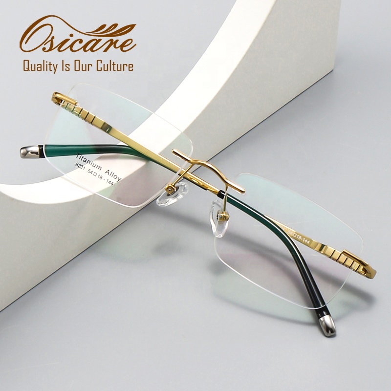 High Quality Good Medical Spectacles Male Luxury Eye Glasses Eyewear Titanium Rimless Eyeglasses Optical Frame for Men Wholesale