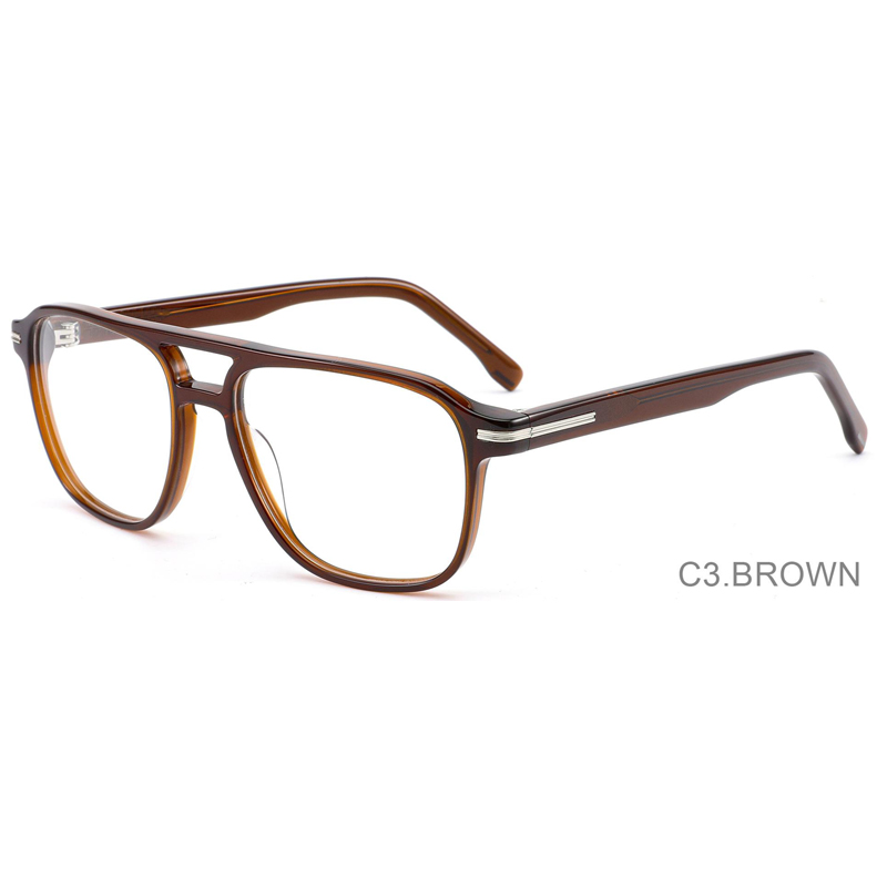 SP2002 Ready Stock Thick Acetate Aviator Frame with Metal Decoration Full Frame Optical Glasses for Men