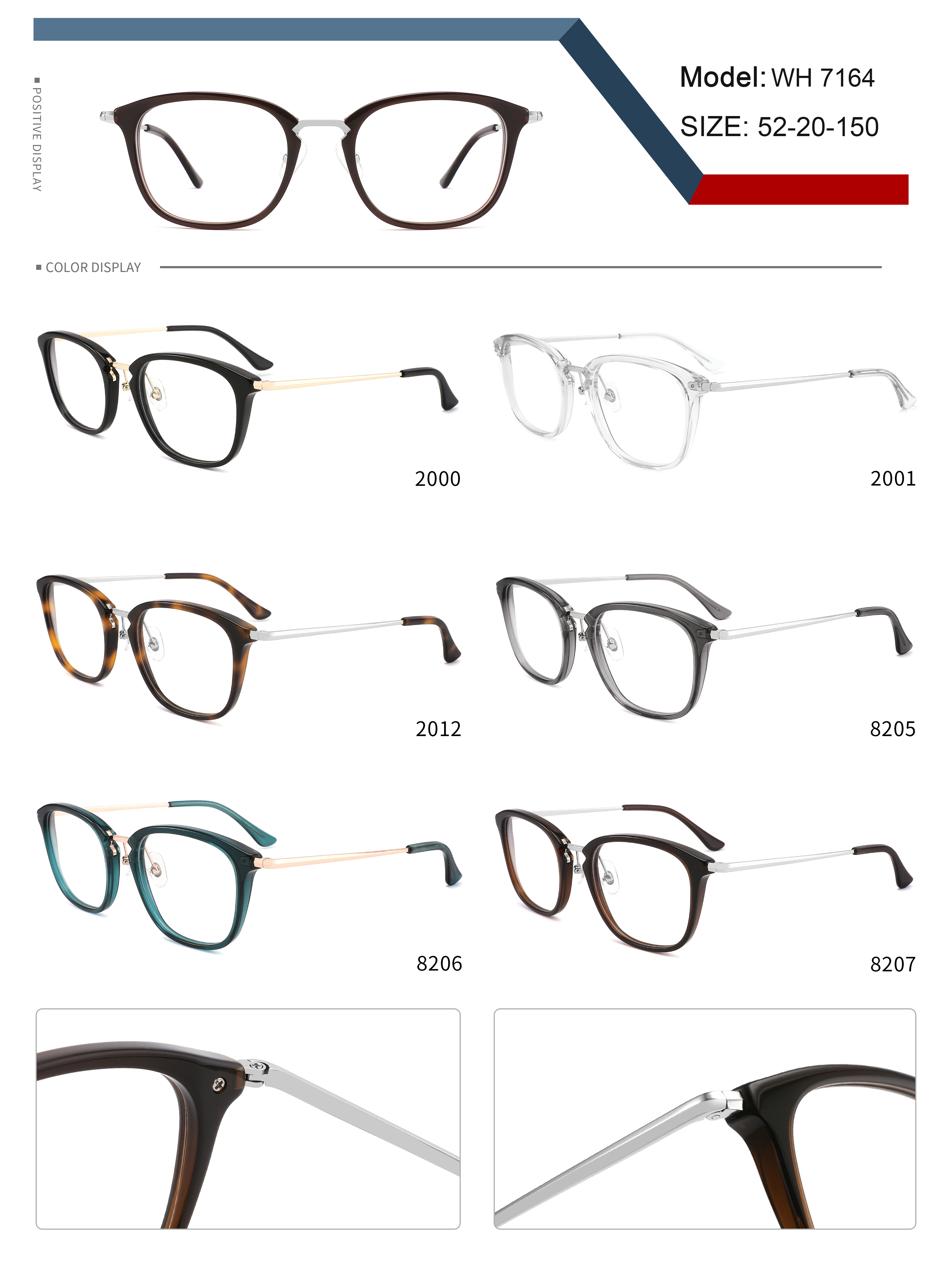 Metal Acetate Combination Glasses Frame Unisex Eyeglasses Frame Spectacle Frame Custom Bulk Wholesale Orders Daily Wear