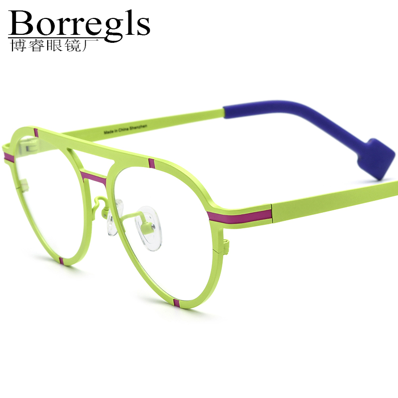 Borregls Colorful Titanium Glasses Frame Women Classic Pilot Eyeglasses Men High Quality Retro Spectacle Optical Eyewear 185841