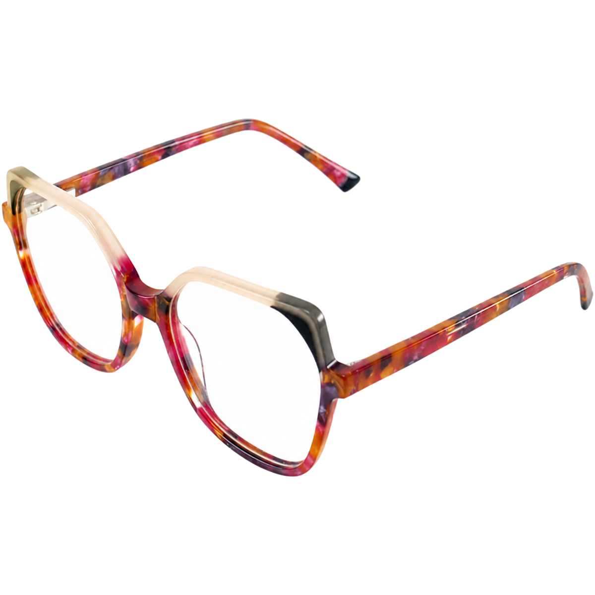 Color Block Acetate Front Eyeglasses Frames Optical Frames Red Gray Pattern Square Women Manufacturer Wholesale