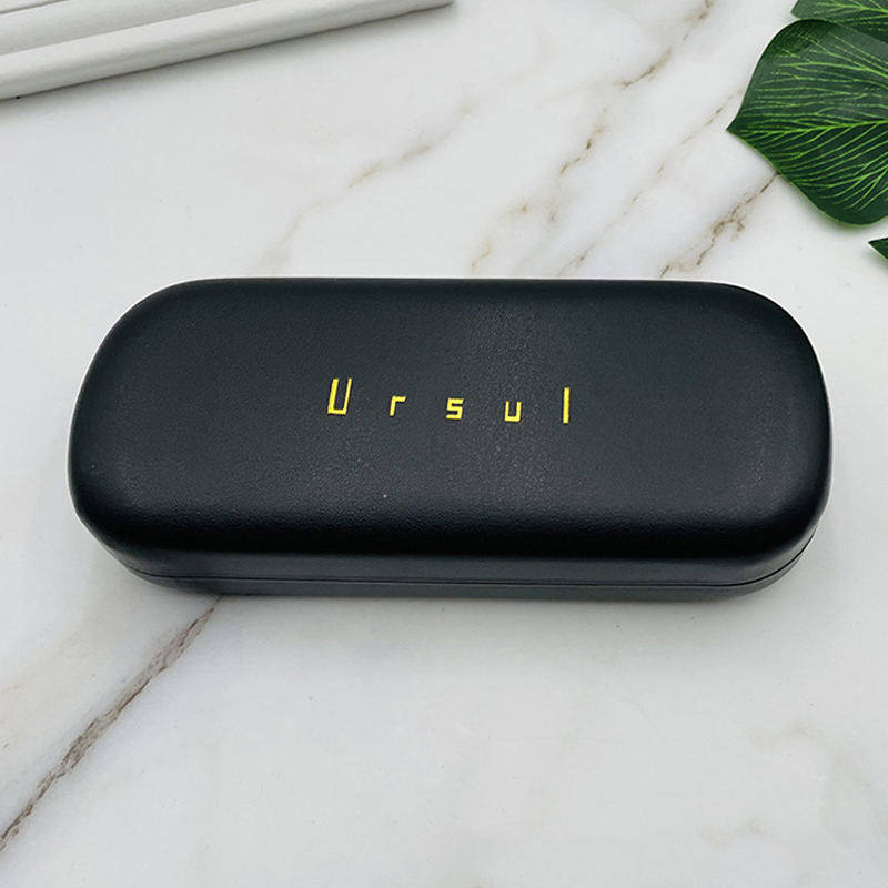Custom Logo Leather Metal Optical Glasses Case Print Black Hard Eyewear Reading Glasses PU Protector Box