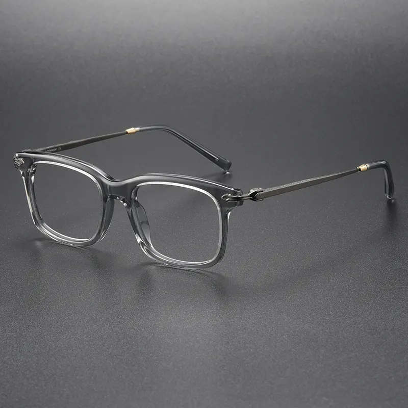 80852 Unisex Retro Business Rectangle Titanium Acetate Optical Eyewear Eyeglasses Transparent Spectacle Frame in Stock