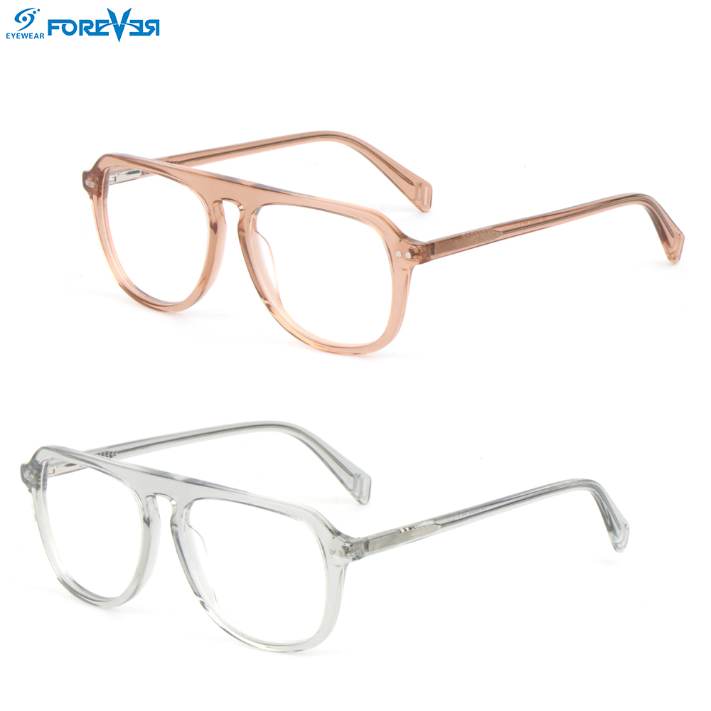 Manufacture Fashion Aviation Eyeglasses Acetate Pilot Optical Blue Light Blocking Glasses Acetate Glasses Frame for Men Women