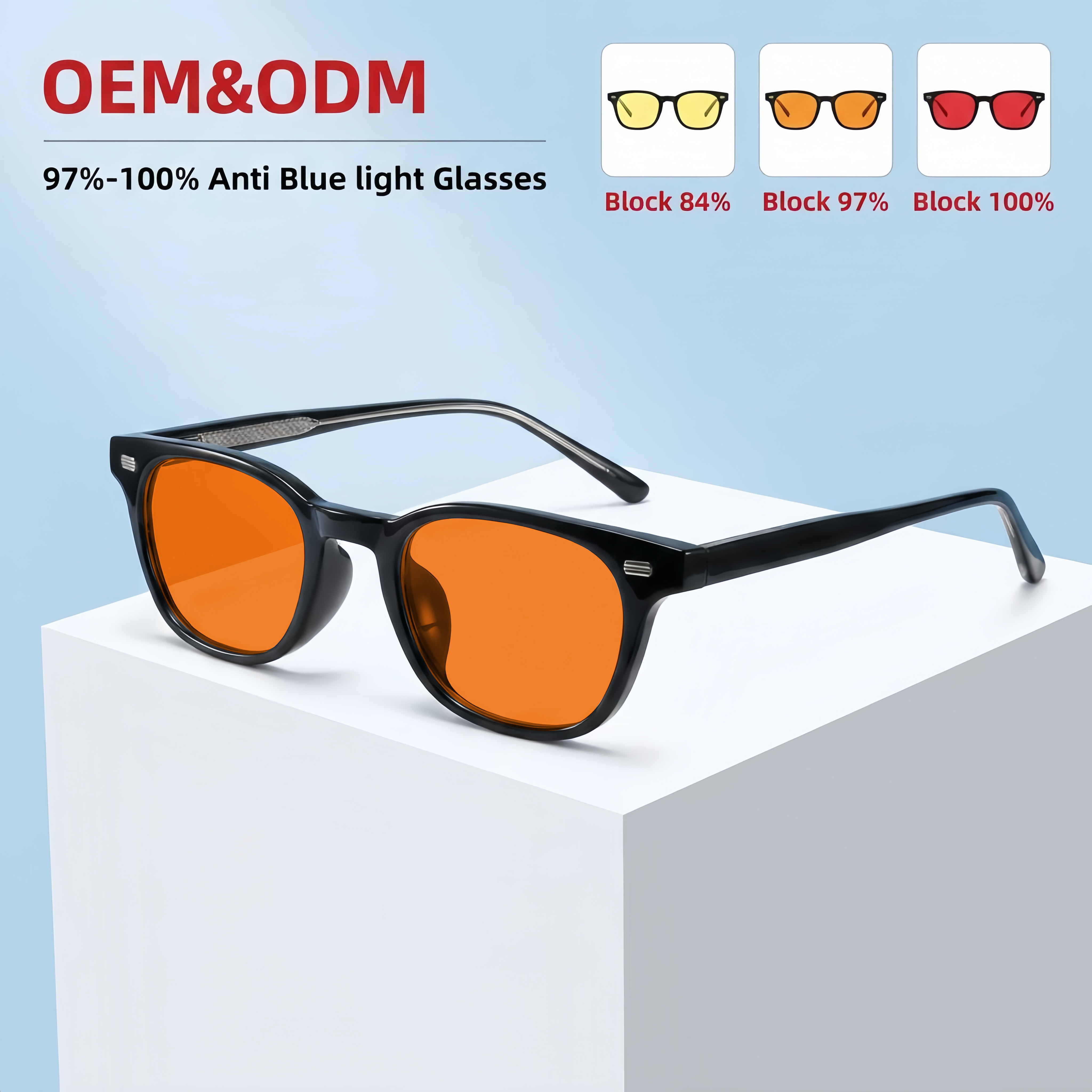 Sunray Custom Logo Wholesale Factory Direct Professional Classic Flexible Lightweight Full-Rim Frame TR90 Anti Blue Light