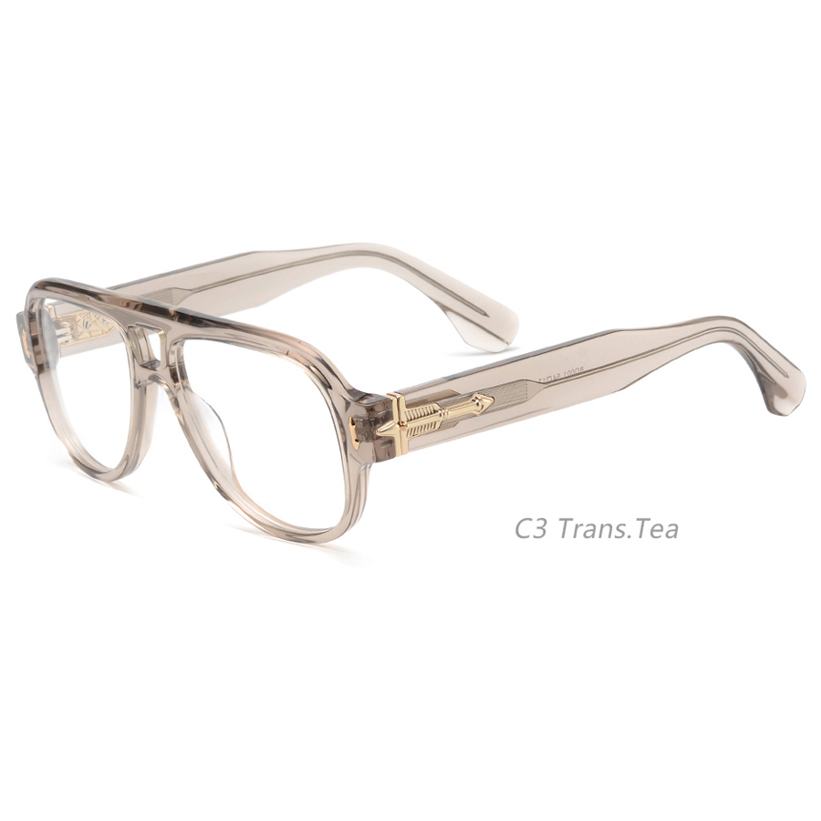 BD001 Hot Sale New Luxury Double Bridge Optical Frame Aviation Style Acetate Eyeglasses