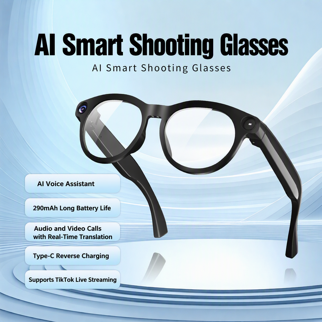 AI Camera Smart Glasses With 8MP Photo Video Recording Voice Control Real Time Translation Smart Glasses OEM ODM Factory