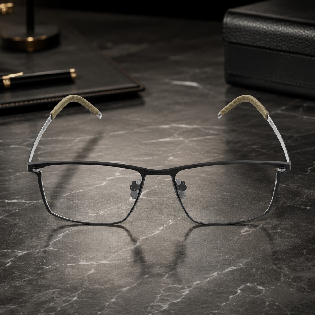 Wholesale Custom Logo IP Titanium Black Retro Vintage Classic Metal Eyeglasses Frames Optical Frames Spectacle Frames Men