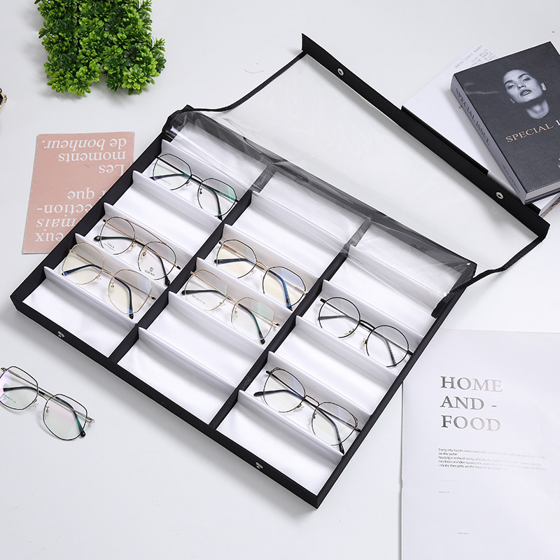 Fashion Custom 18-Slot Eyewear Box Eyeglass Display Cabinet Optical Frame Eyewear Travel Case Display Packaging