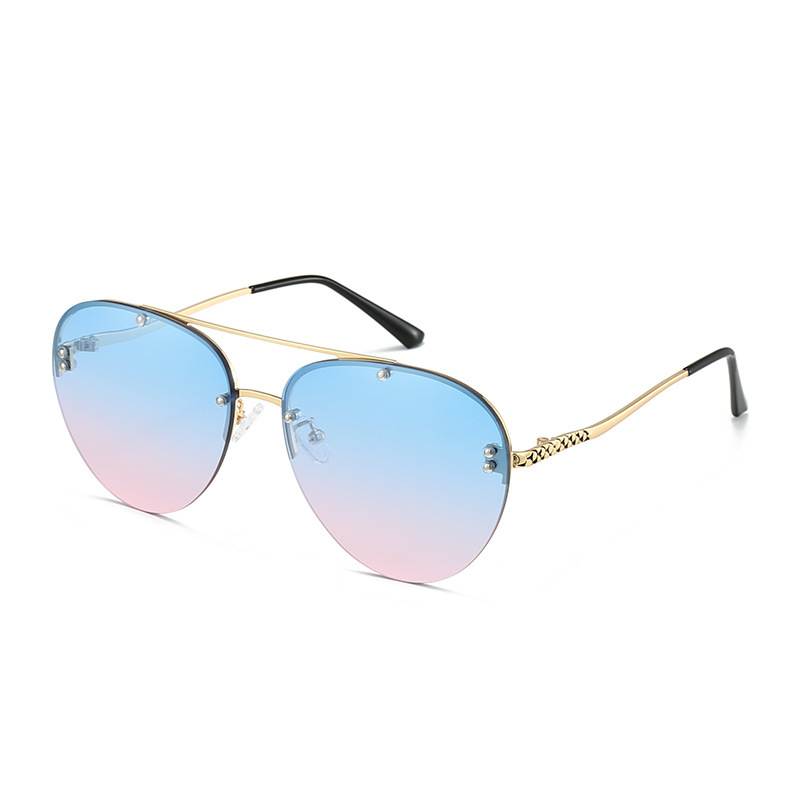 New UV400 Semi-rimless Double-bridge Sunglassessophisticated Unisex Design for Driving Sun protection Stylish Metal Frames