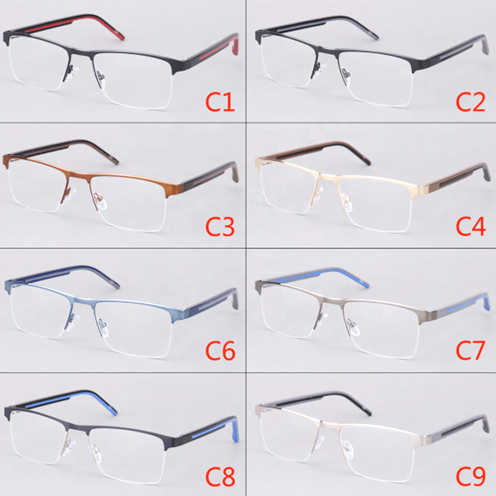 BONA Fashion Metal Glasses Frame Half Frame Eyeglasses Optical Eyewear Frames