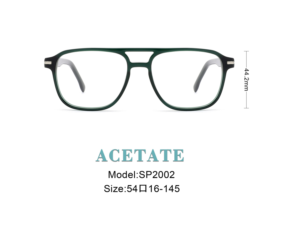 SP2002 Ready Stock Thick Acetate Aviator Frame with Metal Decoration Full Frame Optical Glasses for Men