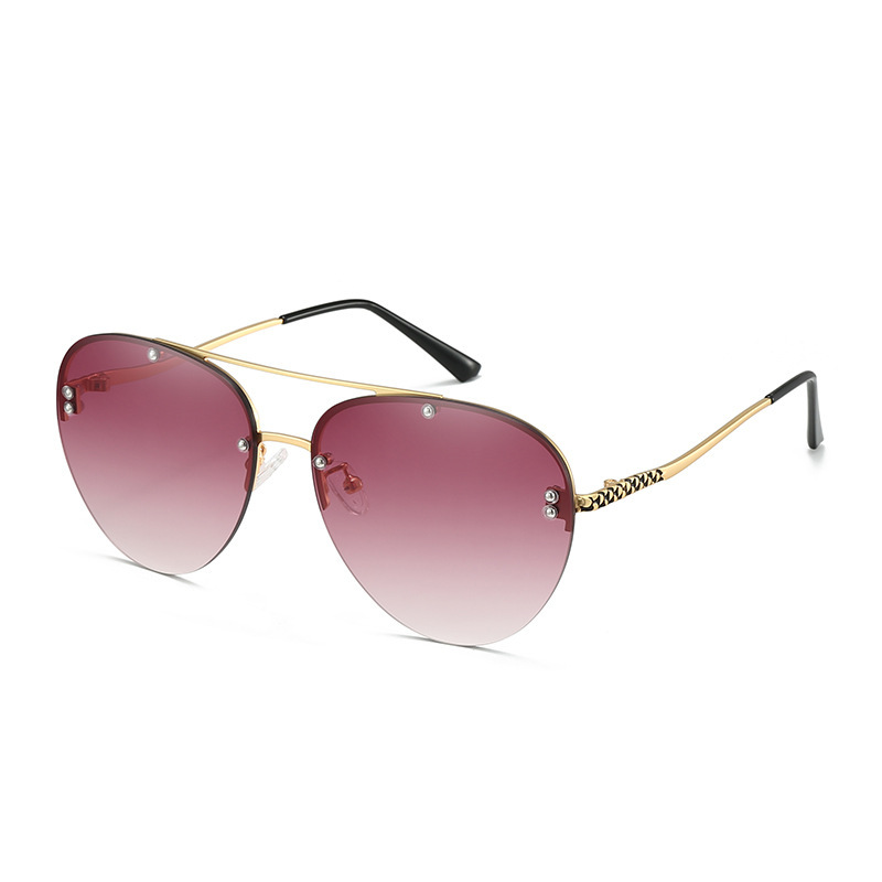 New UV400 Semi-rimless Double-bridge Sunglassessophisticated Unisex Design for Driving Sun protection Stylish Metal Frames